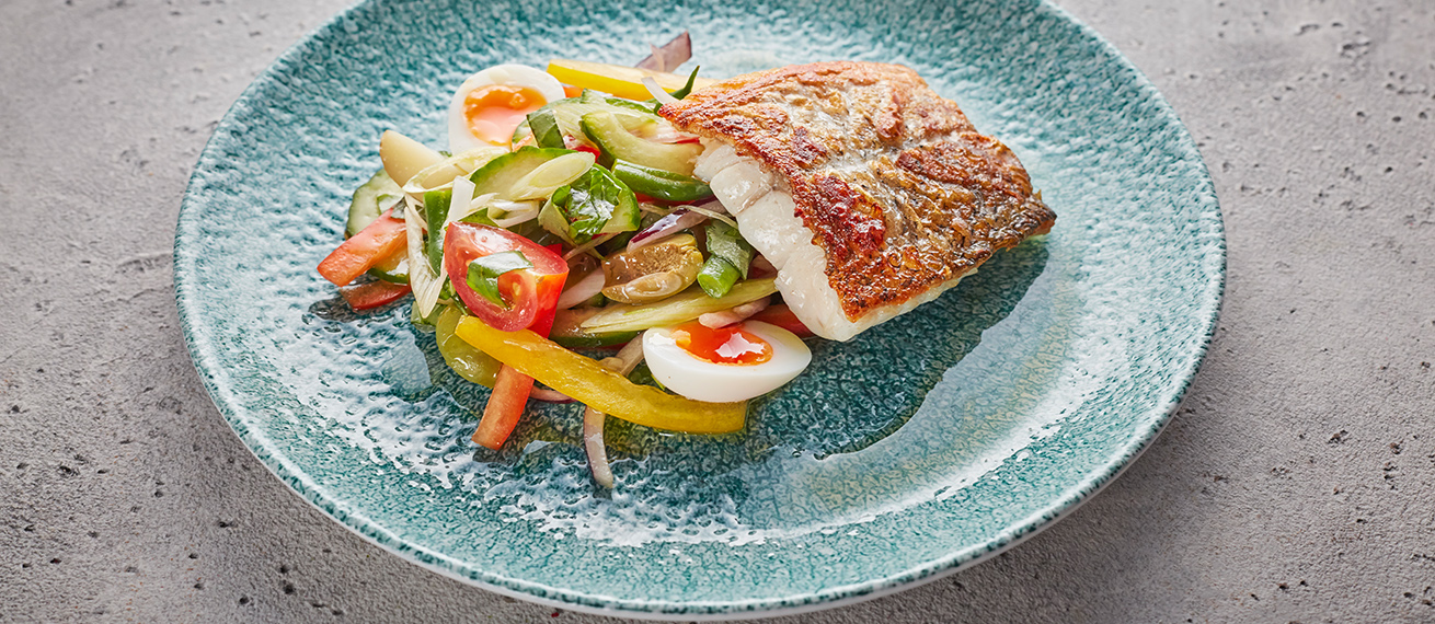 Fish and Salad at The Knightsbridge Metro